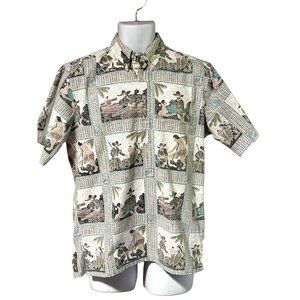 Reyn Spooner Father Damien Dietrich Varez Mens Aloha Shirt- Small - Kalaupapa